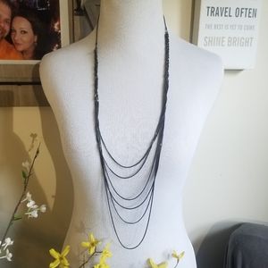 Gunmetal braided to multi strand Necklace